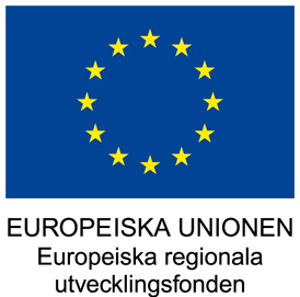 Bild på EU-flaggan med texten "Europeiska regionala utvecklingsfonden" undertill. 